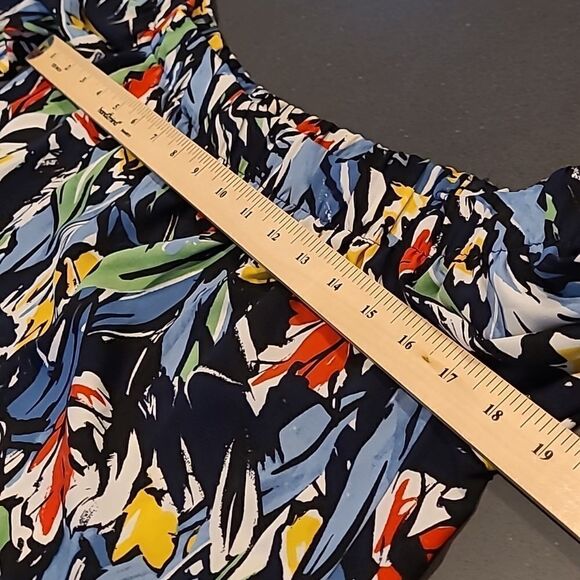 Green envelope  Los Angeles sz M offshoulder colorful blouse - Picture 6 of 8